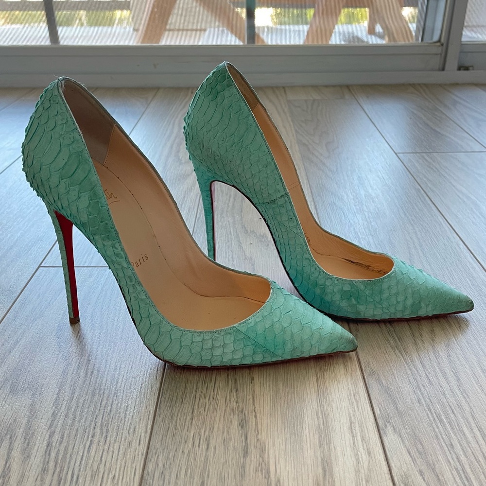 So Kate 120 Aquamarine Watersnake Nubuck Pumps